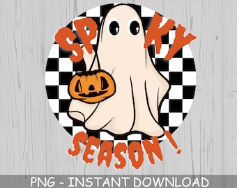 Spöklik säsong PNG, Halloween sublimering, söt spöke PNG, liten flicka PNG, läskig flicka PNG, Halloween PNG, trendig PNG, pumpa PNG