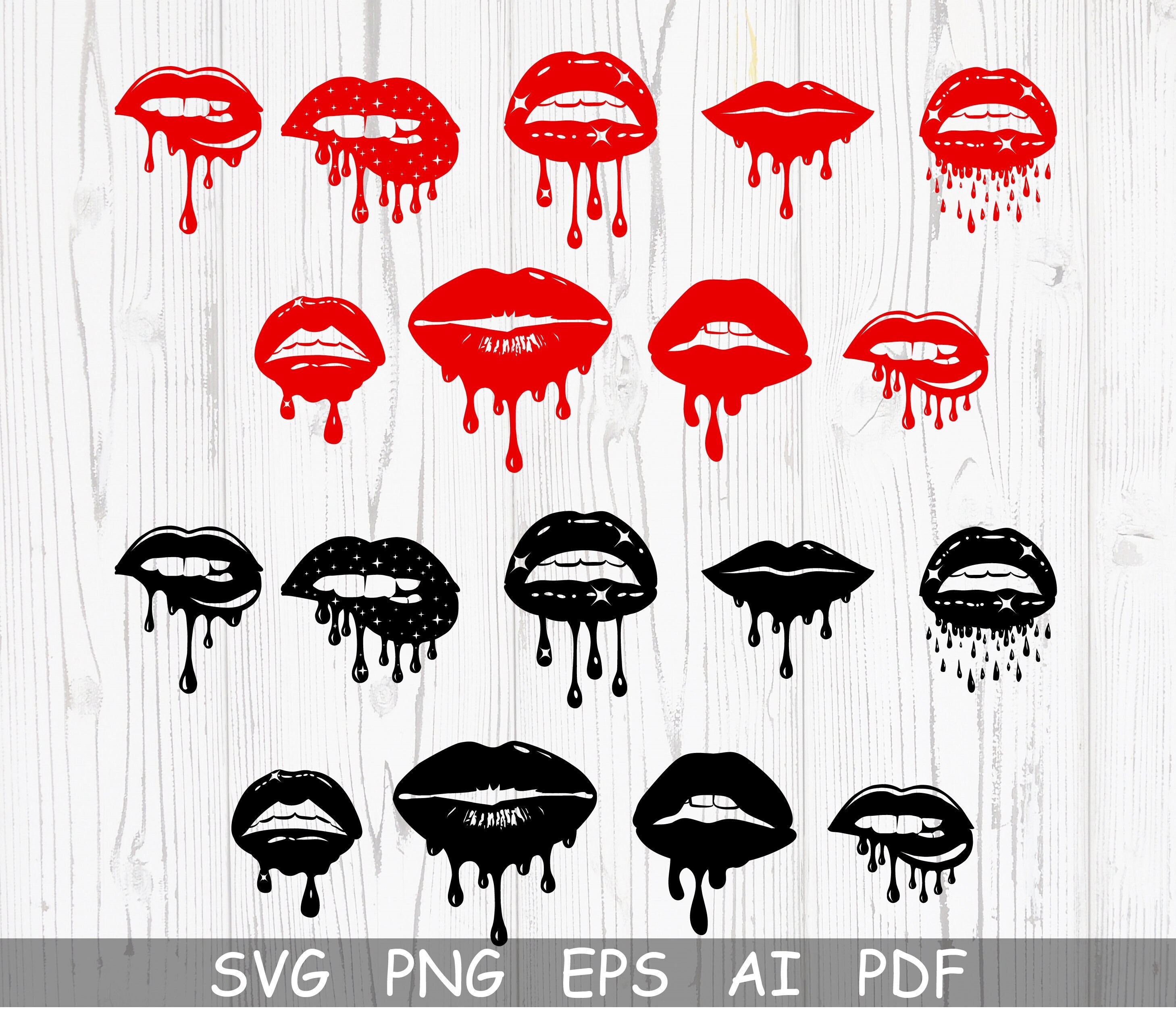 Dripping Lips Svg, Lips Svg, Dripping Lips Cut File for  Cricut, Kiss Svg, Dripping Silhouette, Lips Cut File Silhouette, Lips Clipart