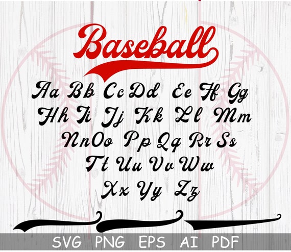 Baseball Font Svg, With Tail Baseball Font OTF SVG, PNG and Text Tails, Baseball Script, Softball Font, Baseball Font Cut File For Cricut