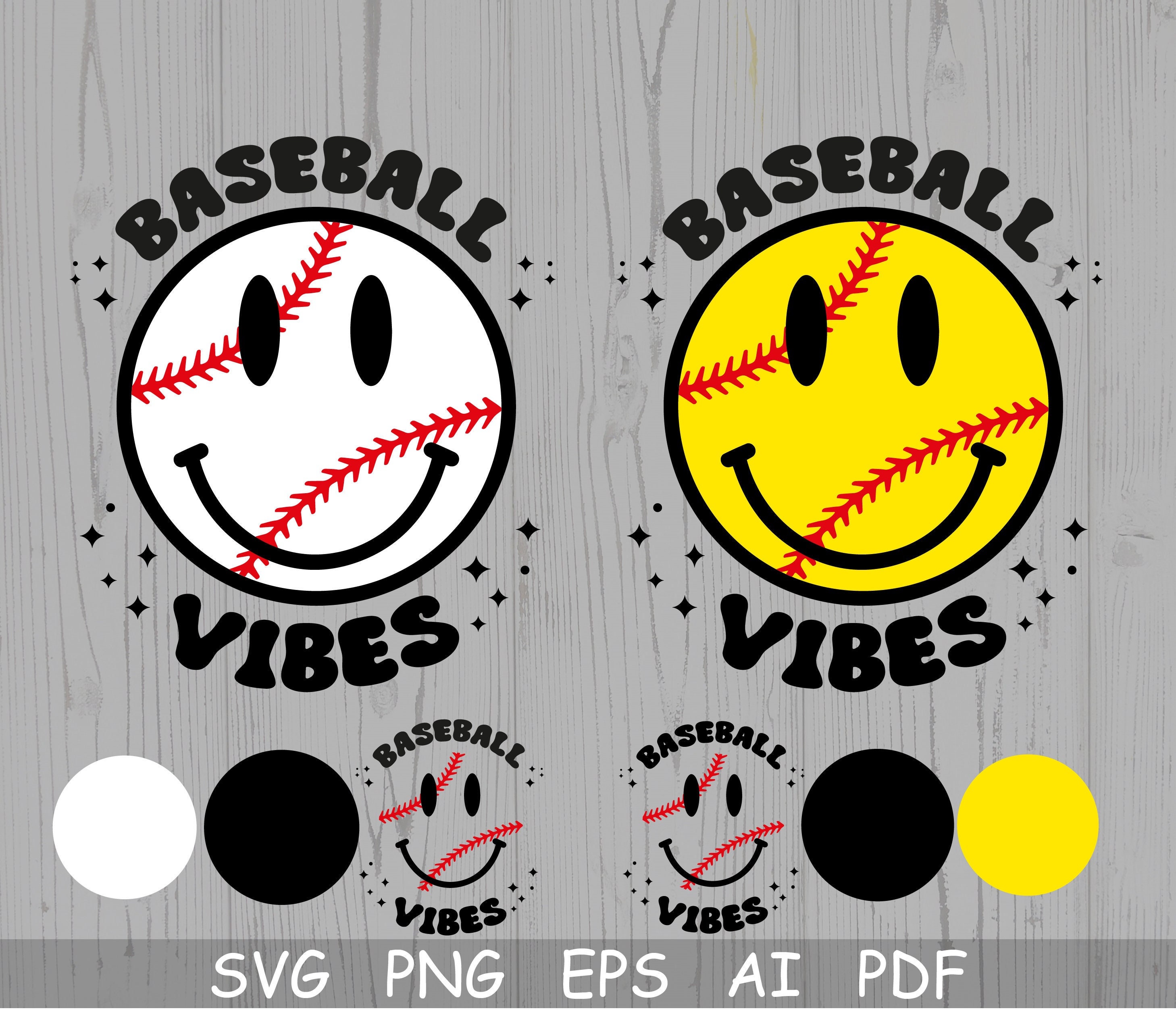 Baseball Vibes Svg Retro Smiley Face Svg Baseball Shirt - Etsy