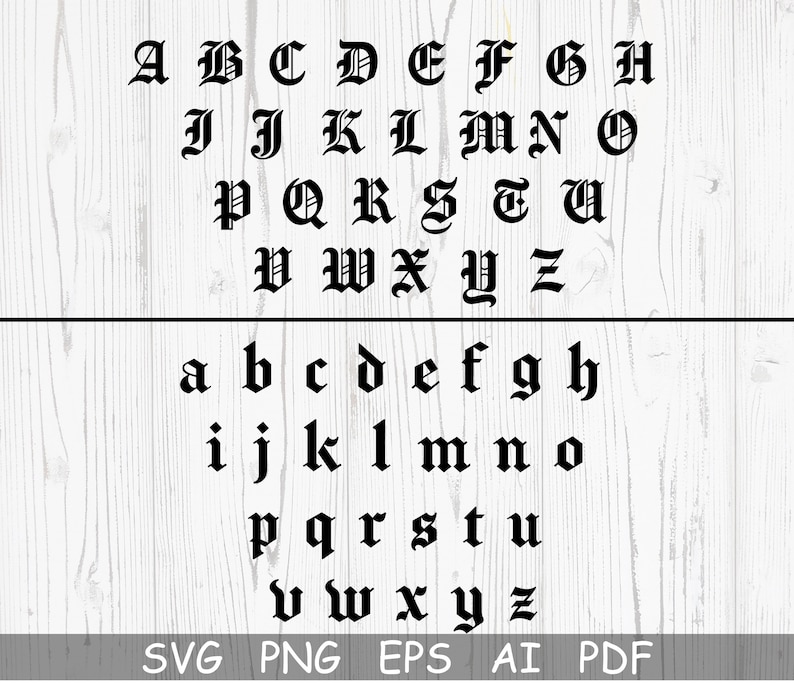 OLD ENGLISH FONT Svg Cricut Fonts Old English Alphabet Svg Etsy
