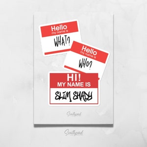 Eminem Sticker Pack, &quot;Hi! My Name Is&quot; Slim Shady Sticker Pack, Eminem decal, Eminem Vinyl Sticker, HipHop Sticker, Rap Sticker