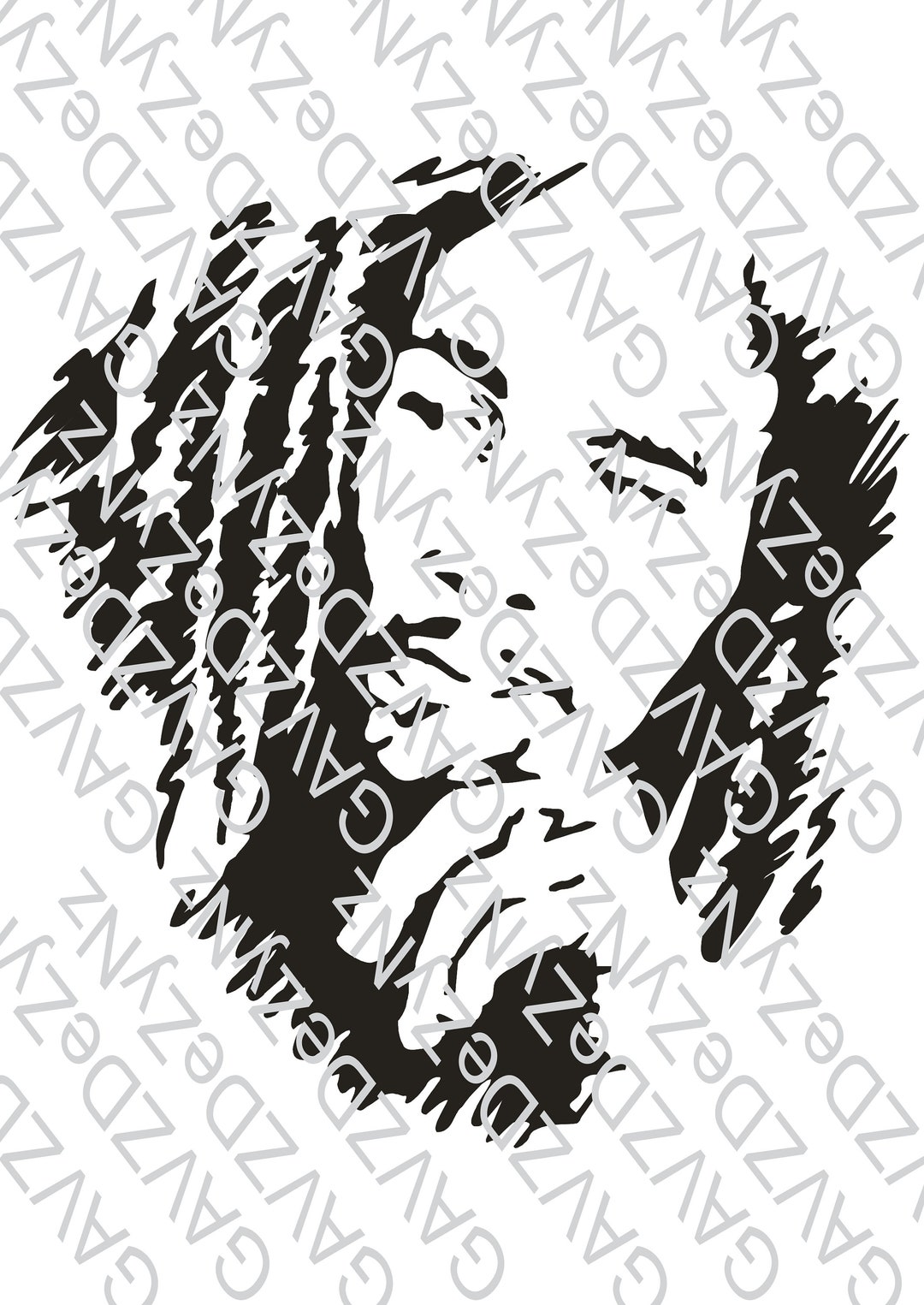 Bob Marley Silhouette. Print Ready Dtg, PNG, PDF, SVG, Vector