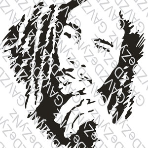 Bob Marley Silhouette. print ready Dtg, PNG, PDF, SVG, Vector illustration, screen printing, sublimation