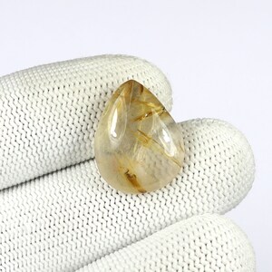 Pear Shape 25x18x6mm, Cabochon Loose Gemstone and Smooth Polished Golden Rutilated Quartz AA+ Natural Quality Golden Rutile Gemstone