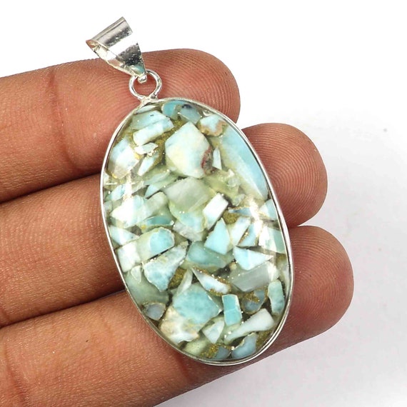 Rare Larimar Pendant 925 Sterling Silver Pendant Boho Pendant Larimar Oval Shape Silver Pendant Anniversary Pendant Silver Pendant Etsy