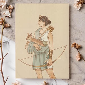 Artemis grekisk gudinnaposter – A4 mytologikonsttryck