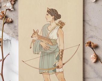 Artemis Greek Goddess Poster – A4 Mythology Art Print