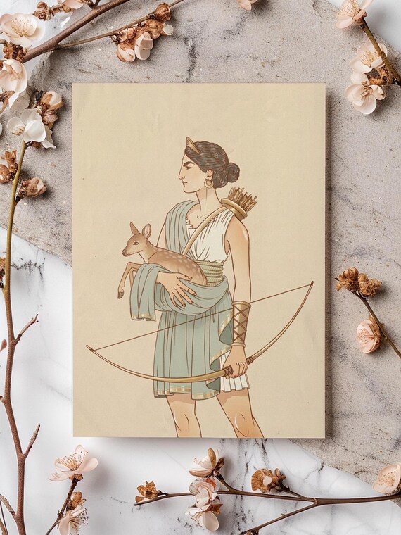 Artemis Greek Goddess Poster – A4 Mythology Art Print