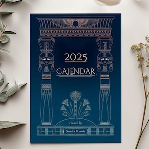 Calendario da parete egiziano 2025, affermazioni mensili, educativo, stampe d'arte egizia, idea regalo