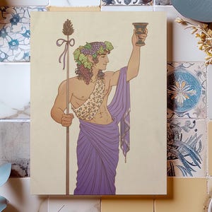 Poster del dio greco Dioniso – Stampa artistica mitologica in formato A4