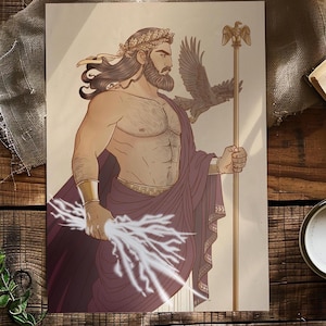 Poster del dio greco Zeus – Stampa artistica mitologica in formato A4