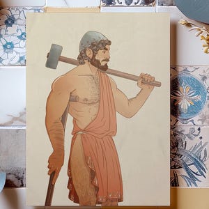 Poster del dio greco Efesto – Stampa artistica mitologica in formato A4