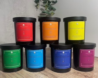 Chakra Kerze, mit abnehmbaren Edelstein, 100% natürliche, ätherische Ölkerzen, sojafrei und vegan