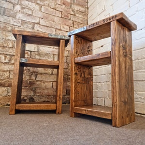 Rustic Wooden Bedside Side Table - Night Stand Made From Reclaimed Wood - Handcrafted in the UK