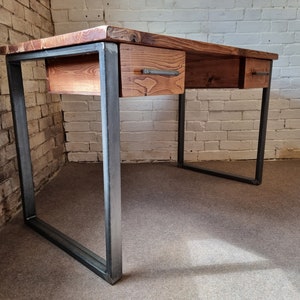 Industrial Style Desk with Drawers - Rustic Office Desk Made From Reclaimed Wood and Heavy Duty Legs - Handmade in the UK