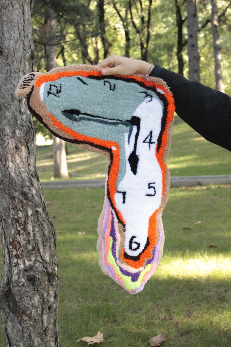 Melting Clock Custom Tufted Rug Wall Hanging Decor 100 Etsy