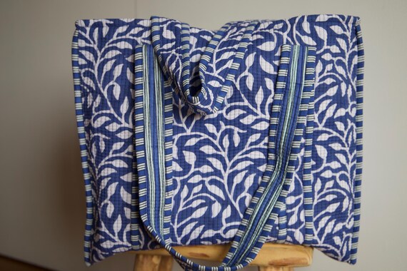 Sac cabas réversible - Maxi tote bag coton matelassé - Sac fourre tout - Sac de cours - Sac de sport - Sac de plage