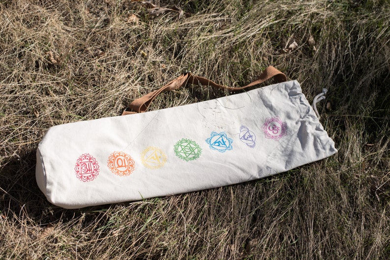 Sac tapis de yoga 7 chakras / Sac de sport / Sac en coton image 1