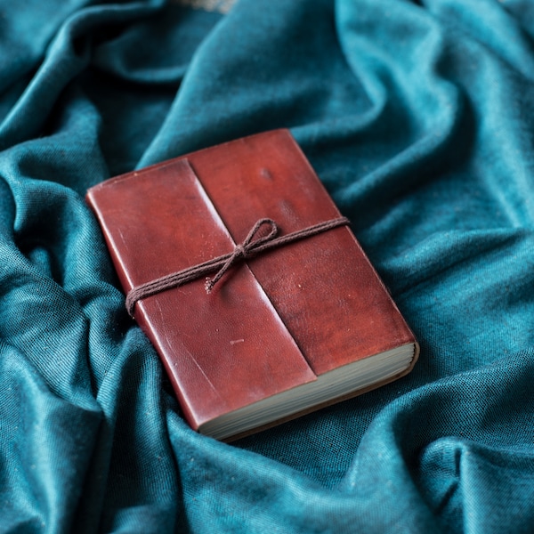 Leather and recycled paper notebook