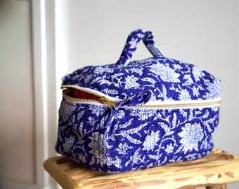 Kosmetiktasche – Große Kulturtasche – Gesteppte Baumwoll-Kulturtasche – Geschenkidee
