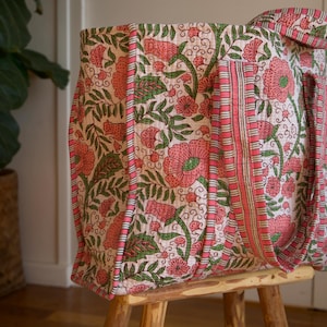 Sac cabas réversible - Maxi tote bag coton matelassé - Sac fourre tout - Sac de cours - Sac de sport - Sac de plage