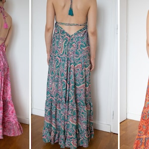 Ibiza dress / Silk bare back dress / Boho hippie dress / Indian dress / pregnancy dress / maxi dress