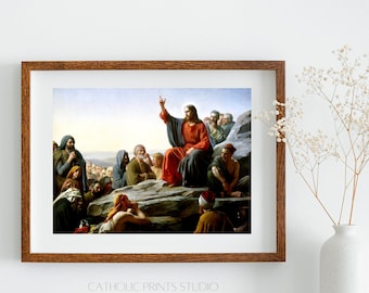INSTANT DOWNLOAD The Sermon on the Mount Vintage Jesus Painting | PRINTABLE | 2 Sizes | Catholic Prints Studio ID107 | Catholic Decor