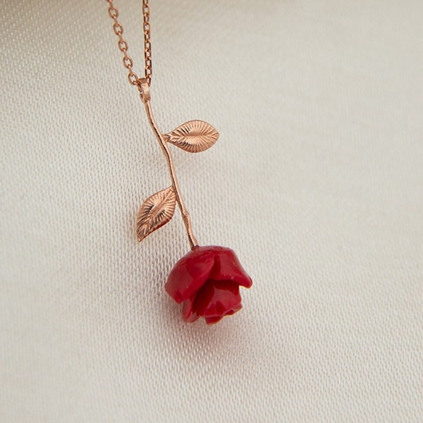 Rose necklace etsy clearance
