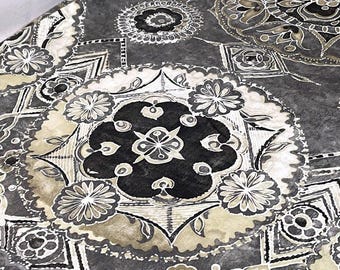 Pottery Barn Jacquelyn Medallion Gray Full Queen Duvet Cover Sateen EXC