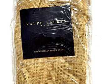 Ralph Lauren Candia Tan Euro Pillow Sham Ruffled Basket Weave NEU