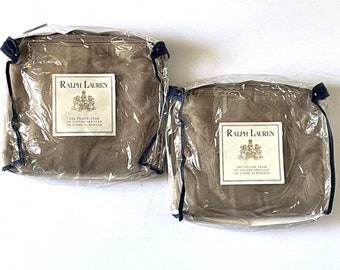 Ralph Lauren Set 2 Euro Euro-Kissenbezüge in Tan Wool 26x26 Vintage NOS