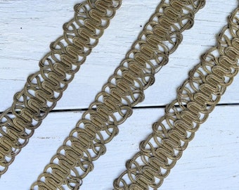 Antique 1800's French Empire Gold Metallic Braid Trim By The 1/2 Yard