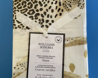 Williams Sonoma Mekki Leopard Print King Pillow Sham Ivory 20x36 NEW