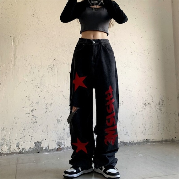  Sale Today's Women Y2K Jeans Streetwear Aesthetic Baggy Wide  Leg Cargo Denim Pants Teen Girls Fashion High Waisted Casual Pants Cyber  Fashion Monday Deals 2024 Black : Clothing, Shoes & Jewelry