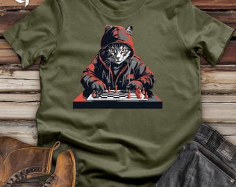 A Cat Playing Chess Cotton Tee