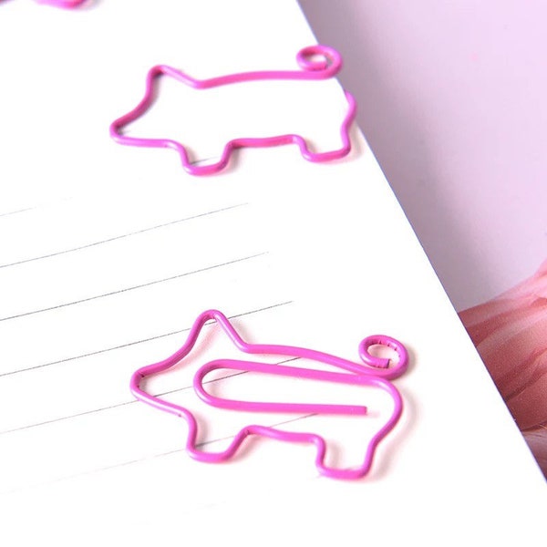 5 Schweinchen Büroklammern Paperclips pink Schwein besonders Silvester Neujahr