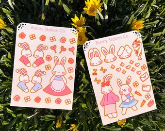 Lovely Bunnies Sticker Sheets | Kawaii sticker sheet, Cute Bunny Stickers, Planner Stickers, Journal Stickers
