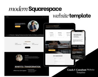 Squarespace Website Template für Coaches & Mitarbeiter | Moderne Professional Service Business Website | Sauberes Minimal Design