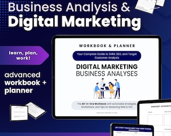 Workbook für digitales Marketing: Planer & Strategie-Leitfaden (A4 Printable/Digital Download