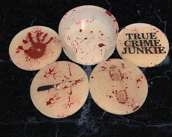 Blood Splatter Coaster - True Crime Junkie Resin Coaster - Horror Coaster