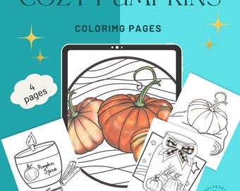 Herbst Malseiten für Erwachsene, Kürbis Malbuch, Stressabbau, Printable Malseite für Erwachsene, sofortiger Download, Herbst Malseite