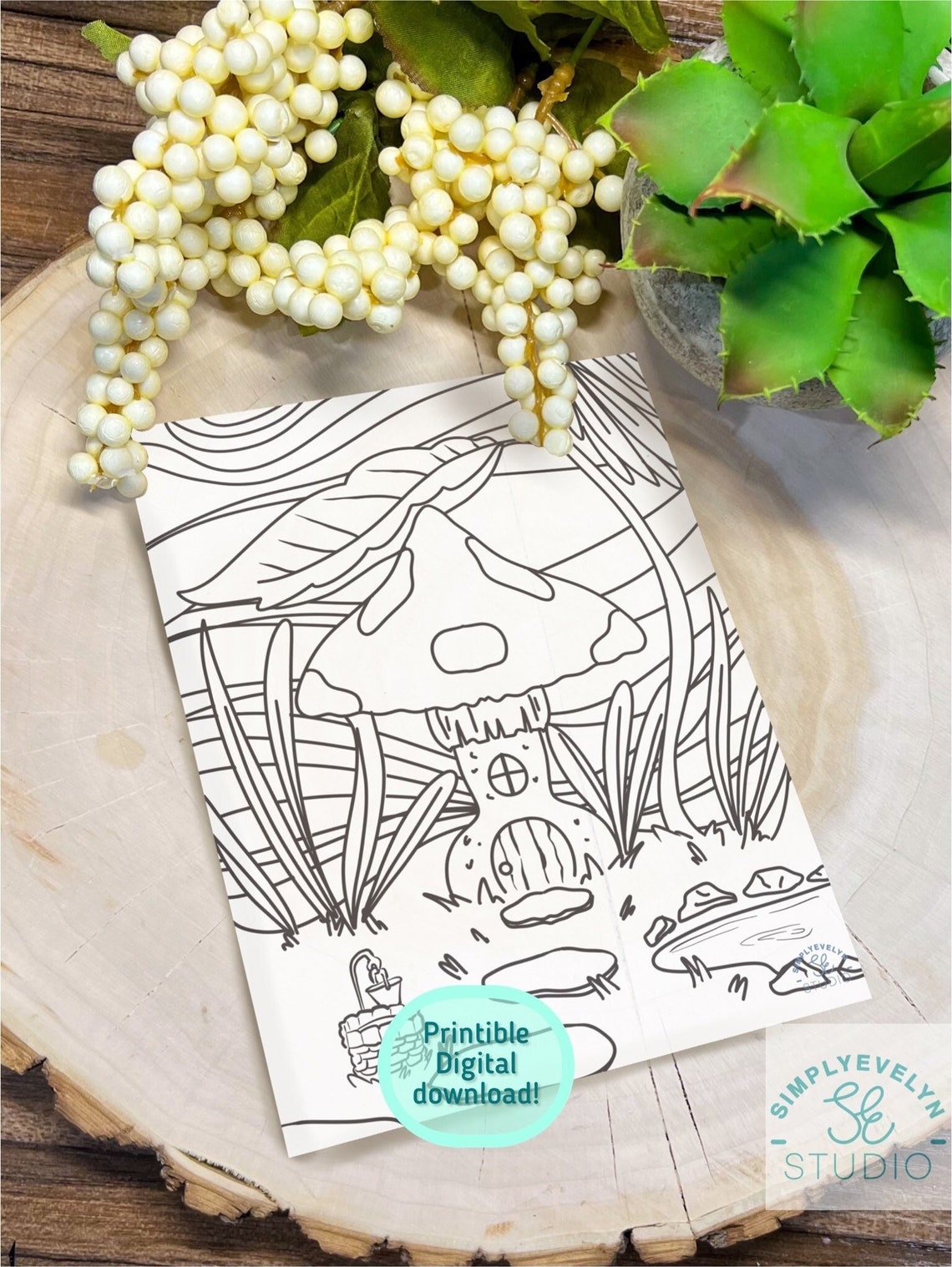 Gnome House Magic Mushroom Printable Coloring Page Magical - Etsy