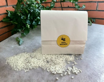 400g White Beeswax Pellets, 100% Natural Pure Bees Wax for Candle Making, Soap, Lip Balm, Seal Stamp, Tealights, Eco Friendly Package