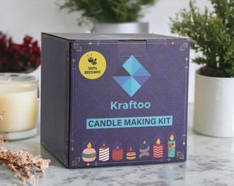 Kraftoo DIY Beeswax Candle Making Kit - 100% Natural - Beginner Crafting Gift Set - Make Your Handmade Candles