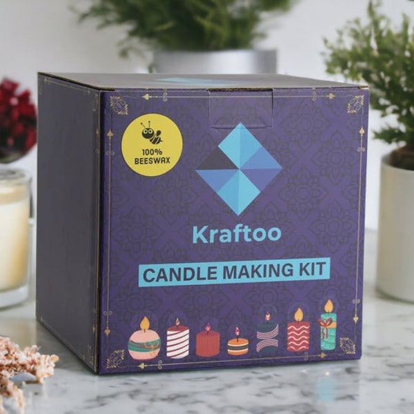 Kraftoo DIY Beeswax Candle Making Kit - 100% Natural - Beginner Crafting Gift Set - Make Your Handmade Candles