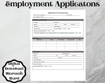 job application template etsy