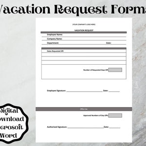 Employee Vacation Request Forms (Microsoft Editable!!)