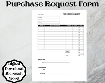 Office Supplies Request Printable Form, Business Expense, Office