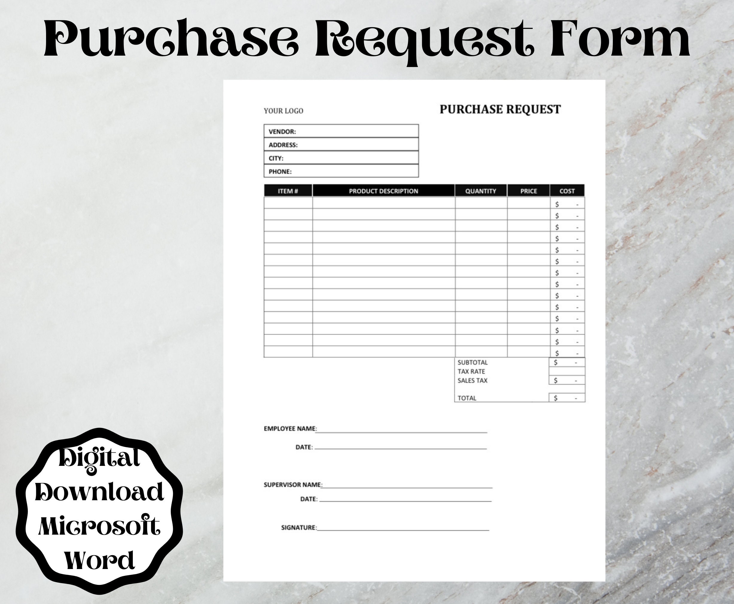 Order Request Form